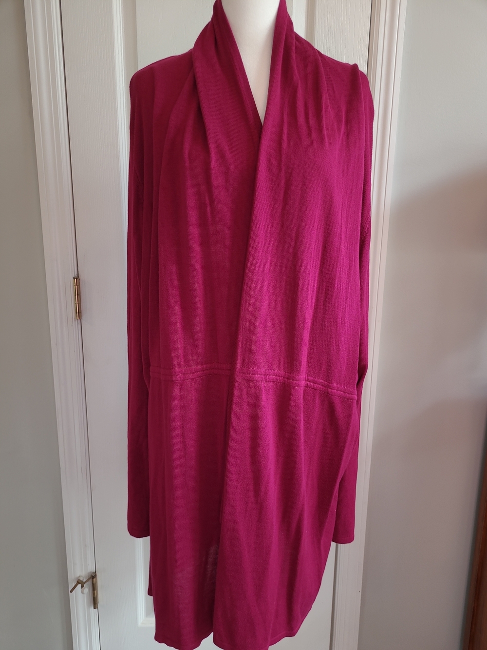 Bradley Bayou Women's Draped Tie Front Cardigan in Fuchsia, SZ 3X